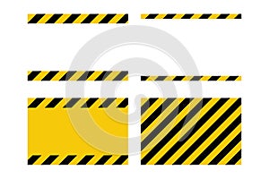 Black and yellow line striped background. Caution tape