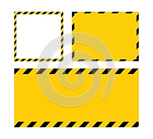 Black and yellow line striped. Blank Warning Sign yellow background. Template with space for text. Vector illustration