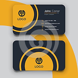 Black and yellow minimalist business card. S design name card vector template