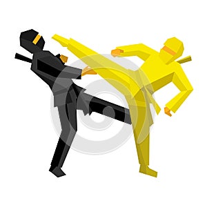 Black and yellow ninja combat