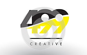 499 Black and Yellow Number Logo Design.