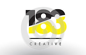 183 Black and Yellow Number Logo Design.
