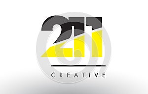 211 Black and Yellow Number Logo Design.