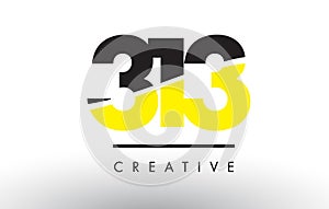 313 Black and Yellow Number Logo Design.