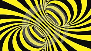 Black and yellow psychedelic optical illusion. Abstract hypnotic background.