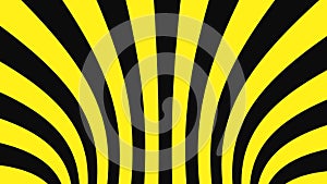 Black and yellow psychedelic optical illusion. Hypnotic animated background.
