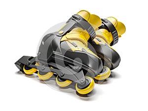 Black & yellow rollerblades 3D