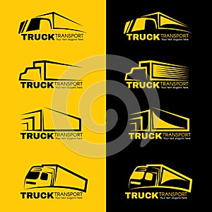 Black and yellow truck transport logo vector design photo