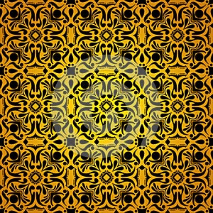 Black and yellow vintage floral background pattern wallpaper
