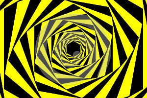 Black Yellow Warning Spiral Tunnel Abstract Background