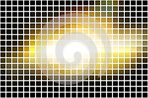 Black yellow white abstract rounded mosaic background over white