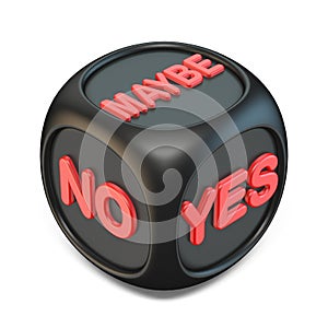 Black YES, NO, MAYBE dice 3D