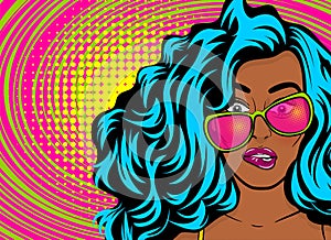 Black young oops woman pop art style wow swag