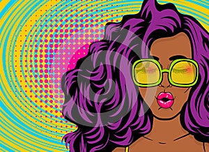 Black young swag woman pop art style