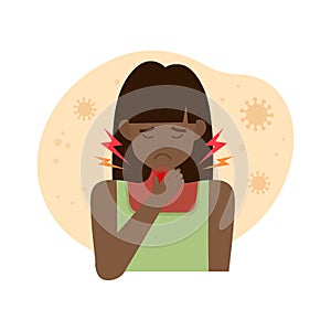 Black young woman with throat pain