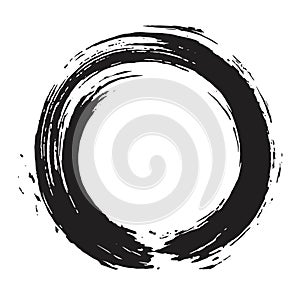 Black Zen Brush Circle Stroke Vector Art