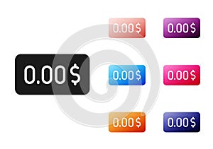 Black Zero cost icon isolated on white background. Empty bank account. Set icons colorful. Vector