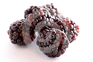 Blackberries against white