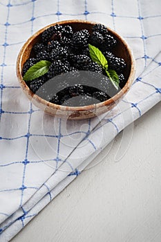 Blackberries in a old wood bowl