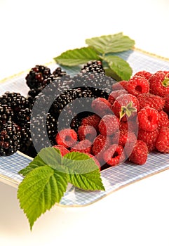 Blackberries and raspberries