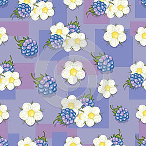 Blackberry background. Blue berry. Fresh, juicy berries with square, flowers. Eco products. Summer