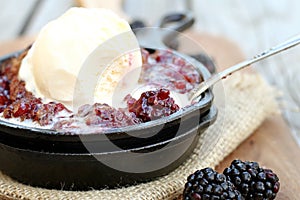 Blackberry Cobbler in Skillet