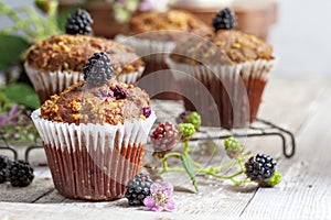 Blackberry Granola Muffins with Wild Blackberries