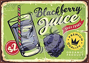 Blackberry juice retro poster design layout