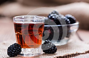 Blackberry Liqueur in a shot glass