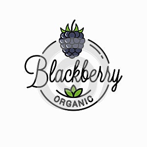 Blackberry logo. Round linear logo of organic