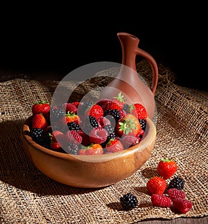 Blackberry, raspberries and strawberry