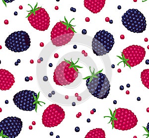 Blackberry and Raspberry Seamless Pattern.