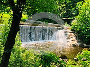 The Blackberry River dam at Beckley Iron Furnace