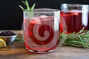 blackberry sage tea in a clear glass