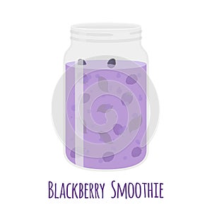 Blackberry smoothie. Vegetarian organic detox drink. Healthy nutrition, cocktail.