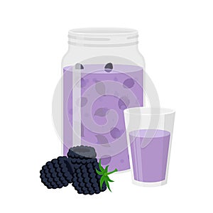 Blackberry smoothie. Vegetarian organic detox drink. Healthy nutrition, cocktail.