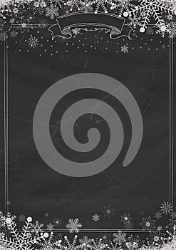 Blackboard background with snow and snowflake