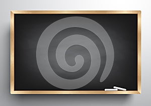 Blackboard background and wooden frame, rubbed out dirty chalkboard, vector illustration photo