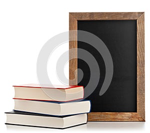 Blackboard with books