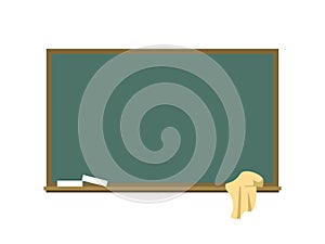Blackboard with a chalk and a rag. Flat vector illustration of a blackboard isolated on a white background. Number board