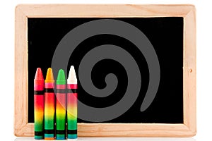 Blackboard with chalks