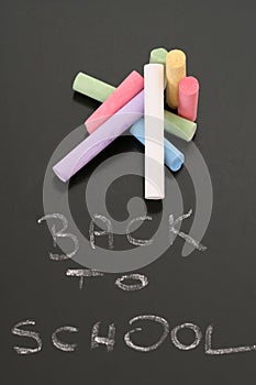 Blackboard and chalks