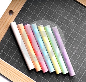 Blackboard and chalks