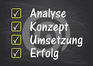 Blackboard Checklist Analyse Erfolg