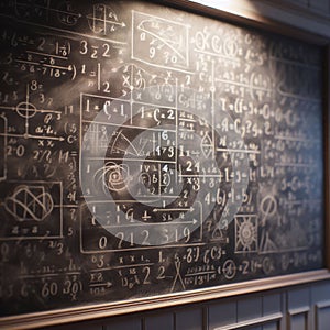Blackboard containing mathematical equations