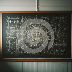 Blackboard containing mathematical equations