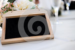 Blackboard on a festive table