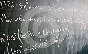 Blackboard with formulas and numbers