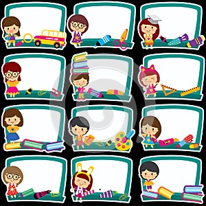 Blackboard frames clip art set