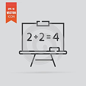 Blackboard icon in flat style isolated on grey background